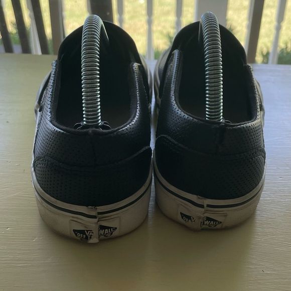 VANS Black Leather Slip Ons 721461 - Picture 6 of 11